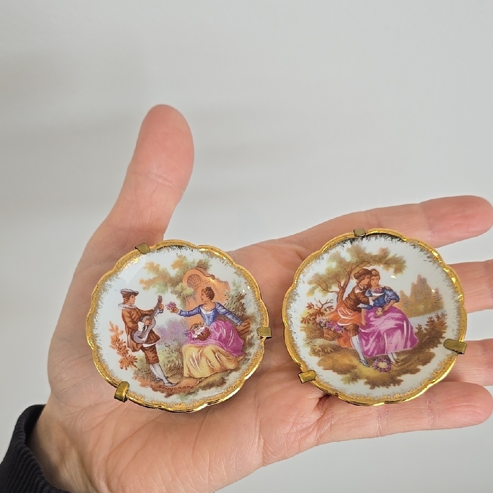 Pair Of Vintage Limoges Decorative Plates with Gold Trim
